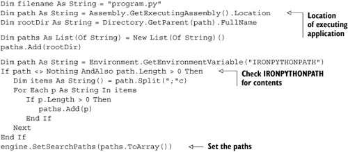 Populating the engine import paths from VB.NET