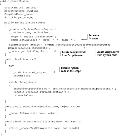 Creating an execution scope with access to contained variables (in C#)