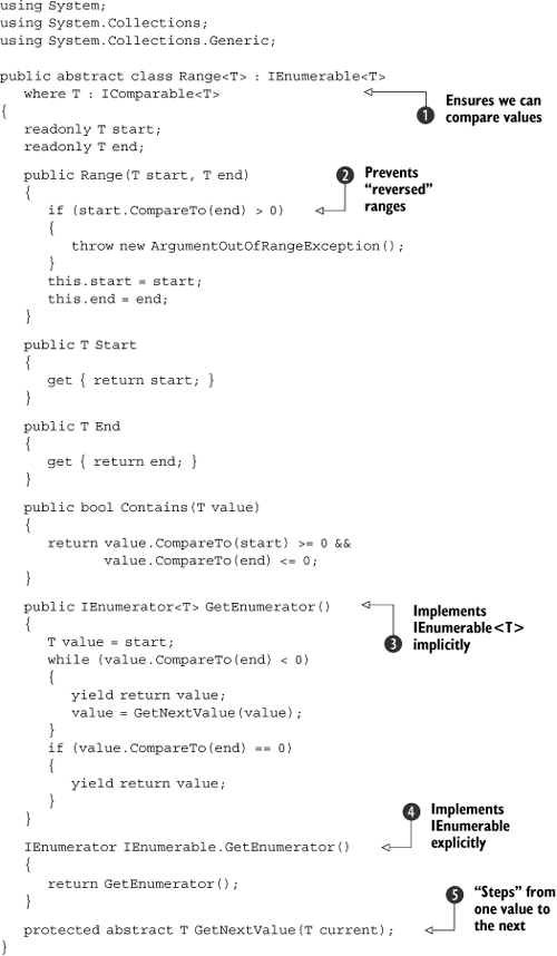 The abstract Range class allowing flexible iteration over its values