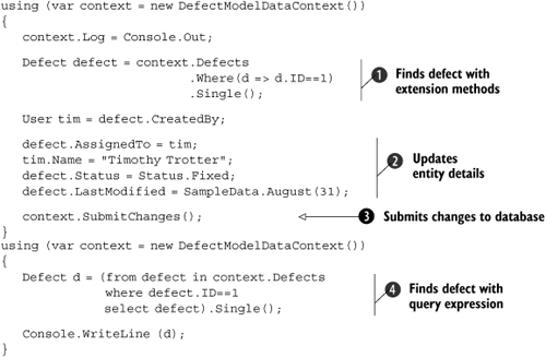 Updating a defect and showing the new details