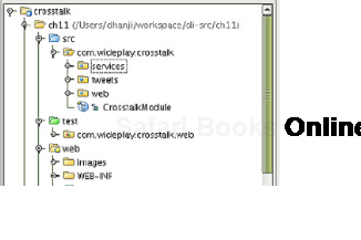 The layout of packages in the crosstalk application's src directory 