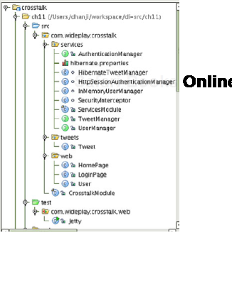 All the classes and packages in the eventual crosstalk application 