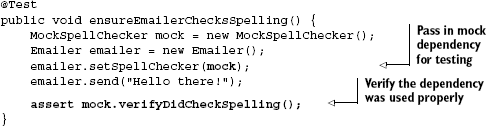 An email service that checks spelling using an abstract spelling service 