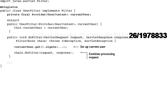 An injector-managed servlet filter using guice-servlet (using Guice)