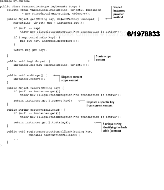 Transaction scope implemented as a custom scope in Spring