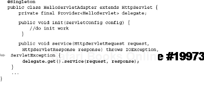 Request-scoped HelloServlet is used out of scope, that is, before any requests arrive. 