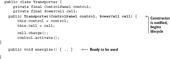 Transporter's lifecycle is begun with a call to its constructor