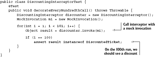 Unit tests and interception