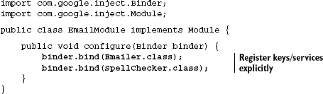 Guice module registering emailers