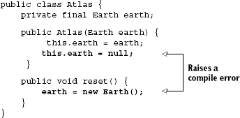 An object with immutable fields cannot be modified, once set