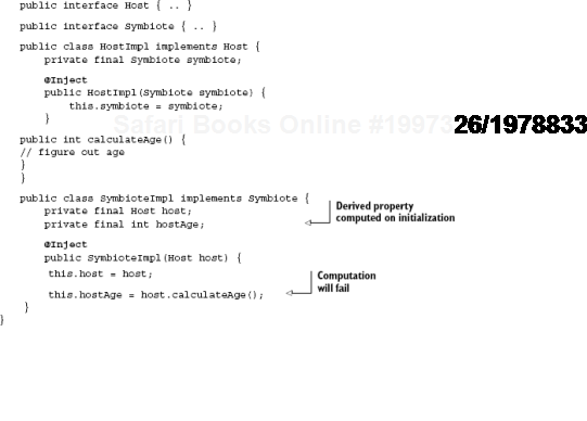 Proxy solution inadequate for in-constructor use (using Guice)