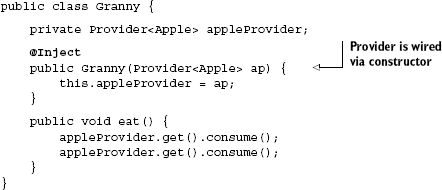 Granny obtains Apple instances from the injector via a provider 