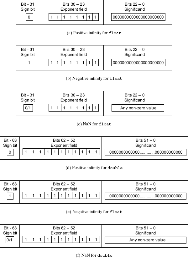 Figure 3.2 Infinities and NaNs for floating-point data types