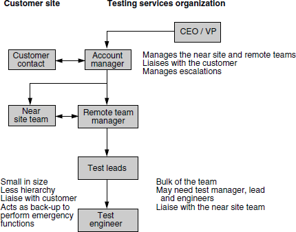 Typical organization structure for a testing service organization.