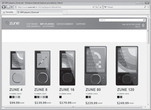 Visit http://www.zune.net to learn about individual Zune models.