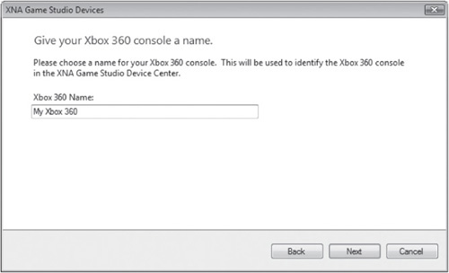 Enter a name for the Xbox console.