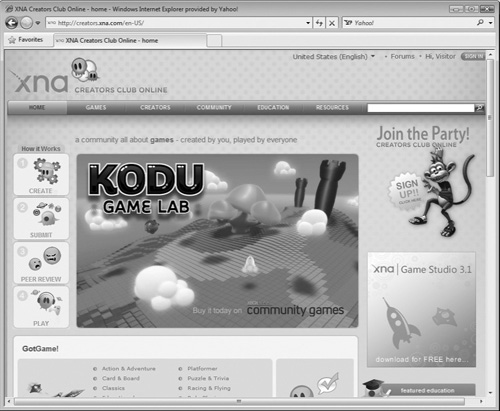The XNA Creators Club Online is a Microsoft sponsored community dedicated to XNA Game Development.