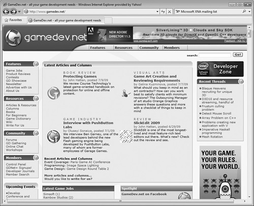The GameDev.net website is designed to address the needs of game developers.