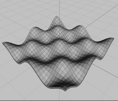 A grid with vertices displaced making a height map.