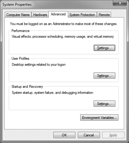 The System utility in Windows Control Panel.