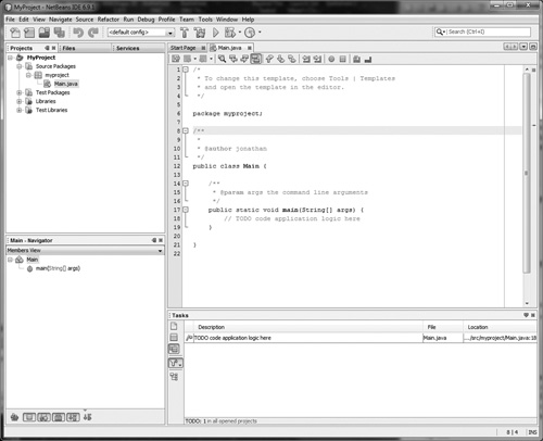 The new Java project has been created in NetBeans.