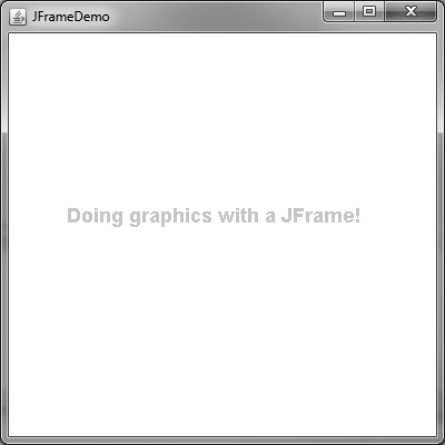 A JFrame window with a Graphics context for drawing.