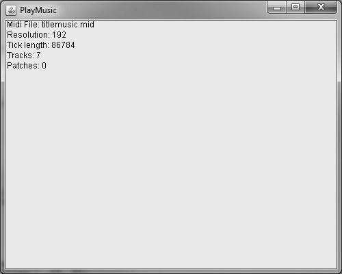 The PlayMusic program demonstrates how to load and play a MIDI sequence.