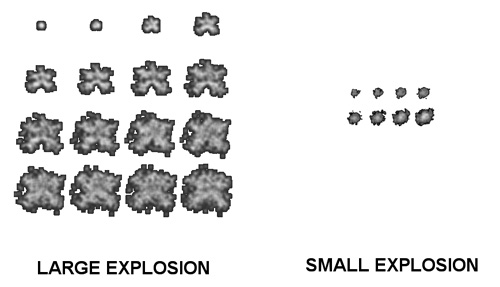 The two explosion animations compared side by side.