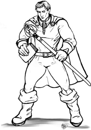 An artist’s concept drawing of a priest (courtesy of Eden Celeste).
