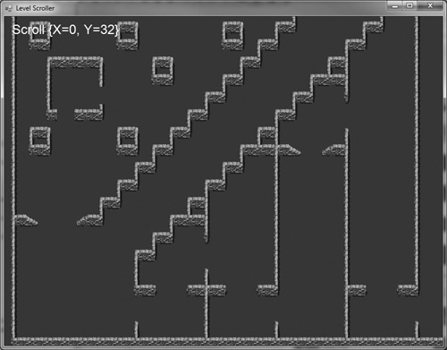 The Level Scroller demo scrolls the game world in one-tile increments.