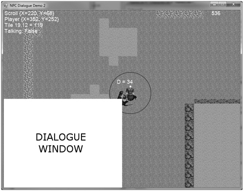 A possible dialogue window position.