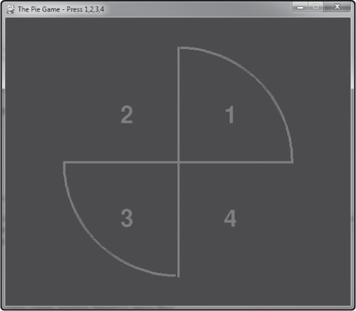 The Pie Game with two pieces drawn.