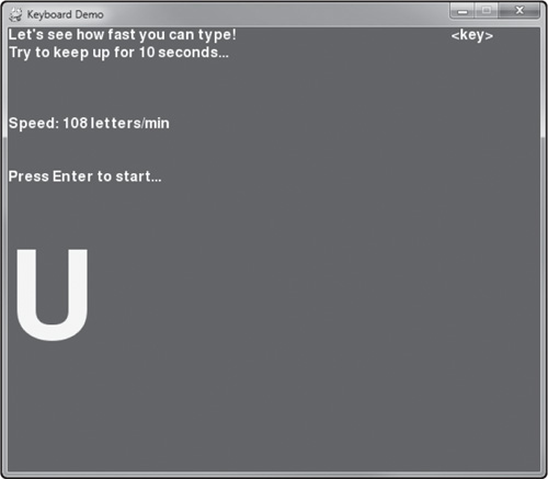 The Keyboard Demo tests your typing speed.