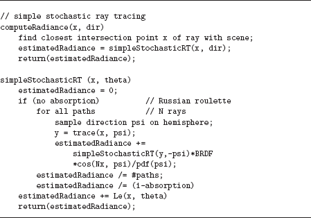 Figure showing simple stochastic ray-tracing algorithm.