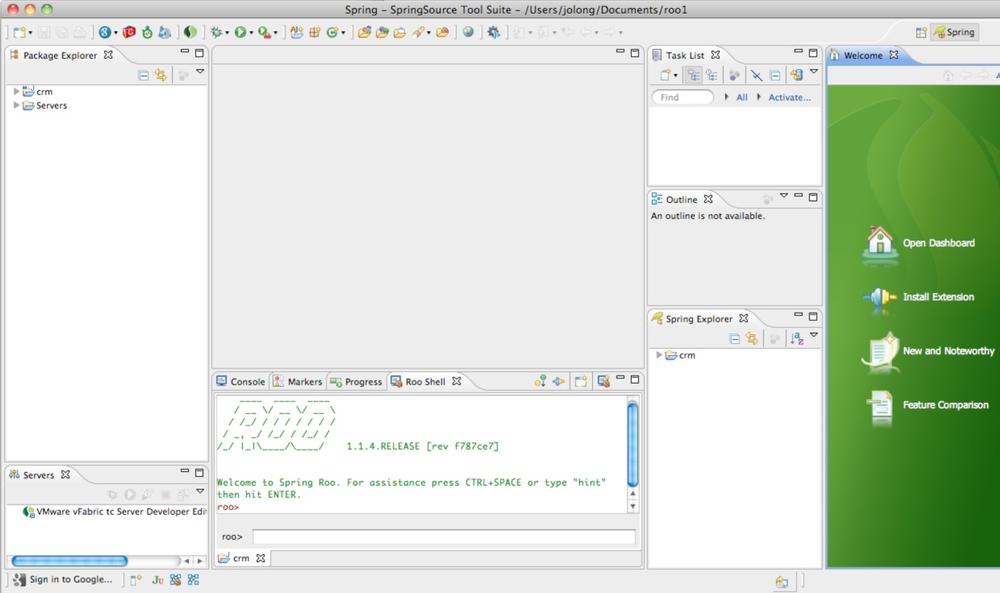 Spring Source Tool Suite with a fresh Roo Project
