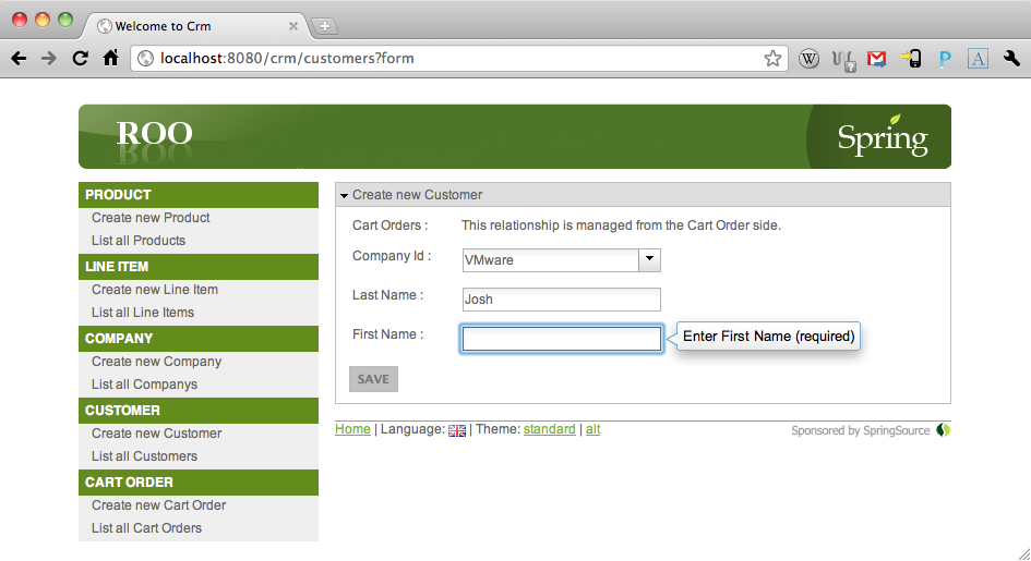 Create form with a relationship specified