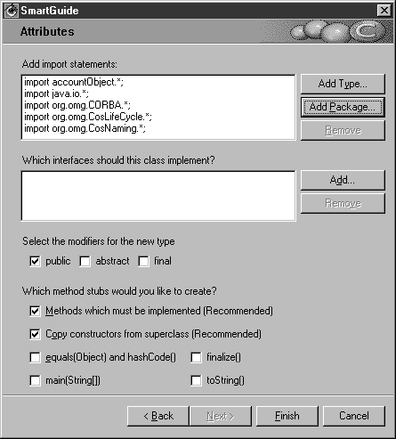 VisualAge for Java: Defining Class attributes