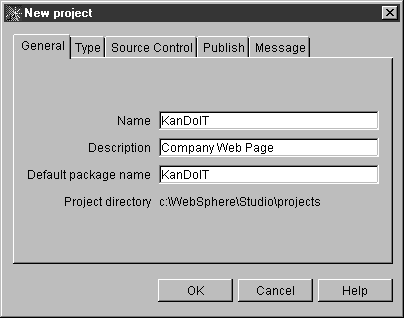 WebSphere Studio: New project