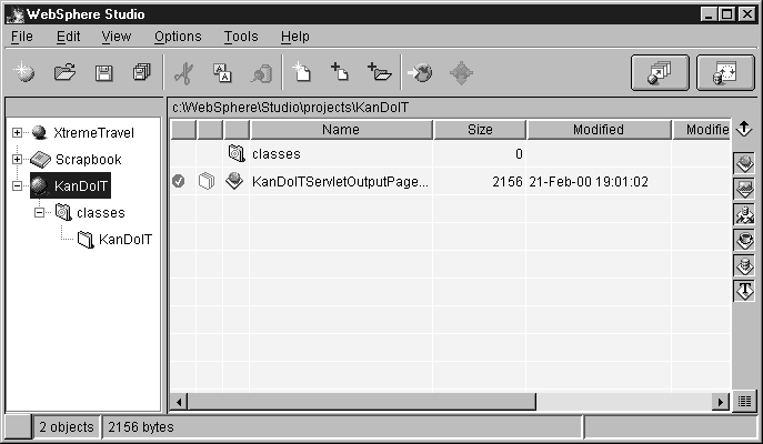 WebSphere Studio: The main window showing the JSP file