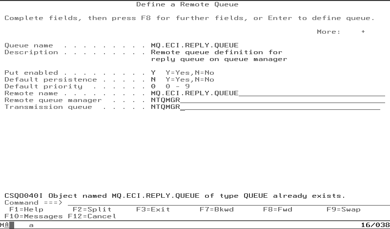 MQSeries for OS/390: Defining the Remote Queue