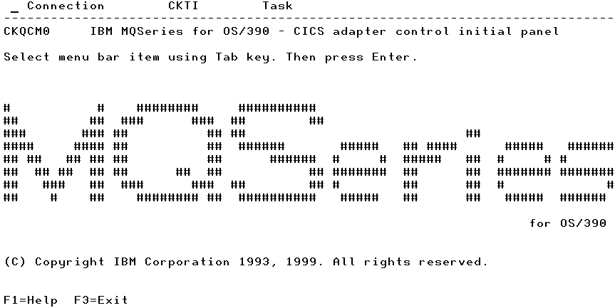 MQSeries for OS/390: CICS adapter control initial panel