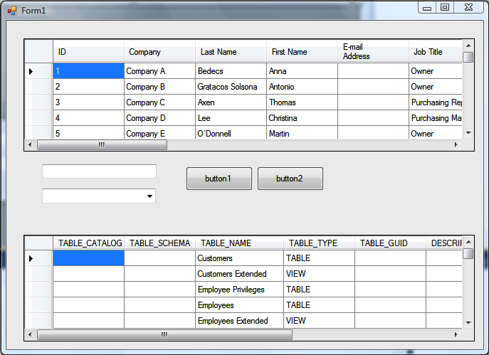 A populated datagrid