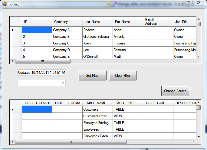 Form with an added Change Source button