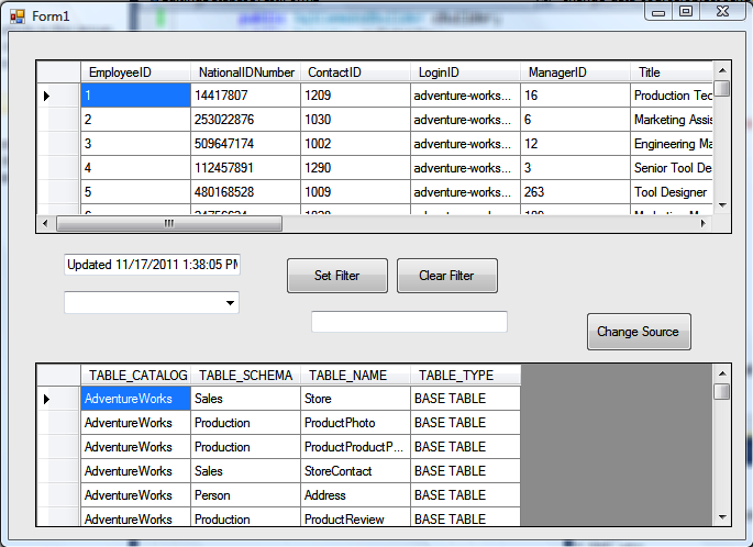 Different database information