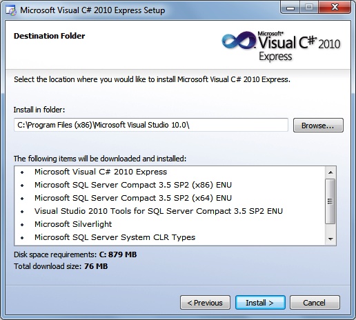 The default installation location for Visual Studio