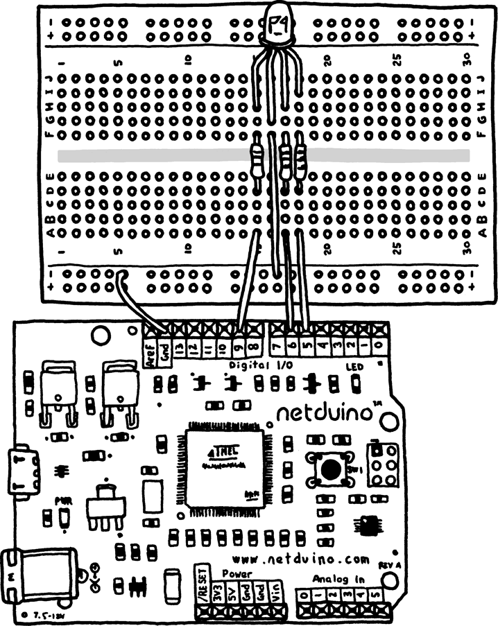 Connecting the potentiometer and LED