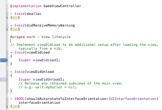 Gutter showing breakpoints and folded source code