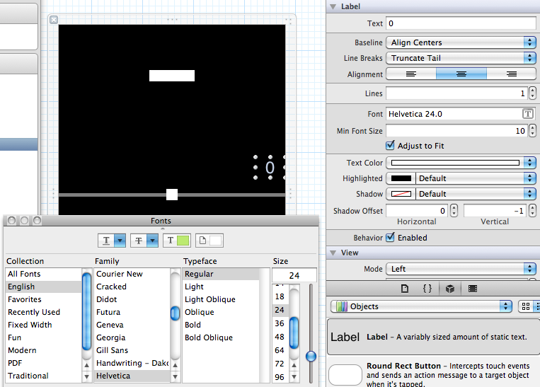 Adding score labels to the view