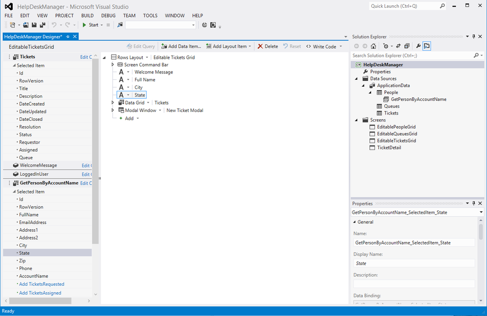 Adding attributes about the logged-in person to our Ticket grid screen