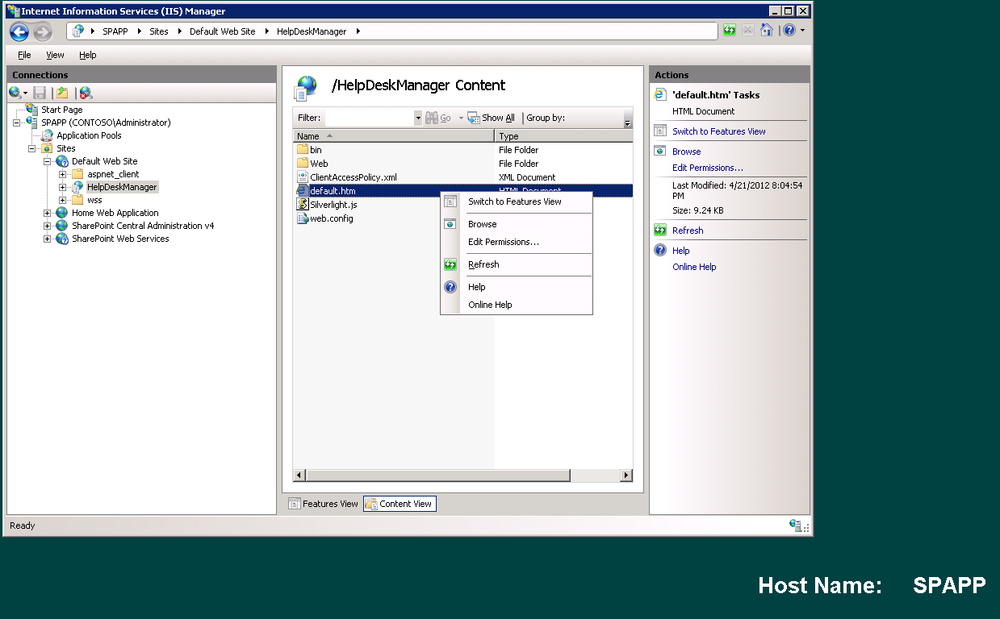 IIS Content View on the App Server